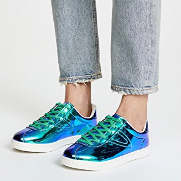 Brand New Iridescent Blue Low Sneakers - Picture 2 of 7